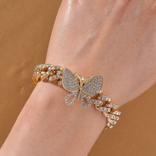 DESIGNER INSPIRIERT Weißer Kristall Armband ca. 19 cm, goldfarben image number 2