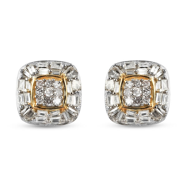 Zweifarbiger Diamant-Cluster-Ohrstecker in Silber, 0,33 ct.