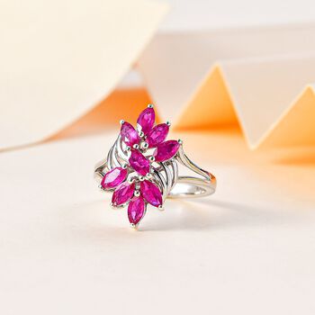 Afrikanischer Rubin (Fissure gef&uuml;llt) Ring 925 Silber rhodiniert (Gr&ouml;&szlig;e 18.00) ca. 1,62 ct