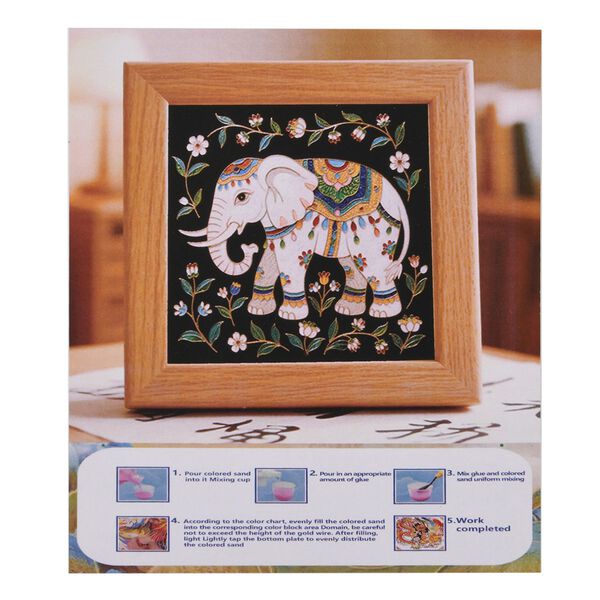 "Golden Lottery Painting              storage box-elplant Product size: 23 * 15.3 * 6CM Packaging: 1 piece/white box Function: Storage box, colored sand, water-based eco-friendly adhesive, plastic cup, oil painting scraper" image number 7