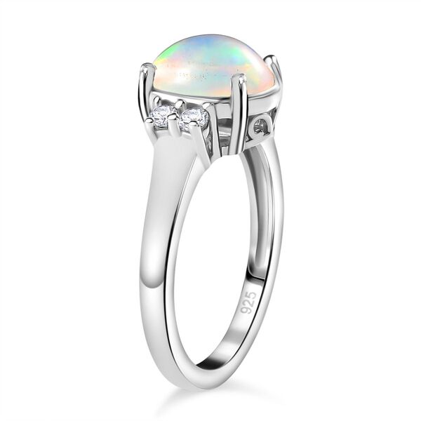 AA Nat&uuml;rlicher, &auml;thiopischer Welo Opal, Wei&szlig;er Zirkon Ring, 925 Silber platiniert (Gr&ouml;&szlig;e 17.00) ca. 1.43 ct image number 6