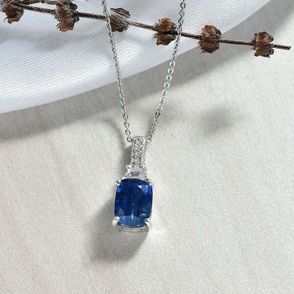 D'Joy AA Natürlicher Kaschmir Kyanit und Zirkon Anhänger mit 50cm Kette - 3 ct. image number 1