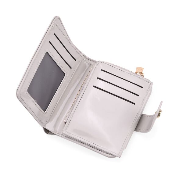 Glänzende Geldbörse aus PU-Leder mit RFID-Schutz, 12×9,5cm, Hellgrau image number 5