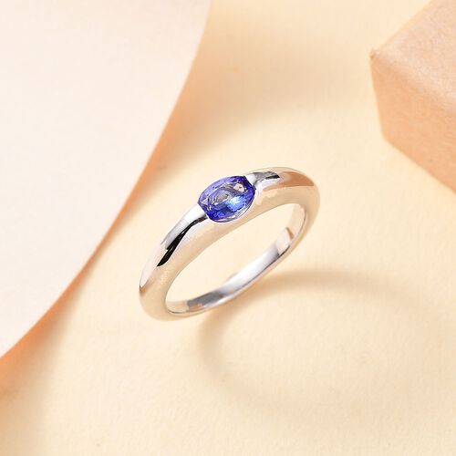 Tansanit Ring 925 Silber platiniert (Größe 17.00) ca. 0,47 ct image number 1