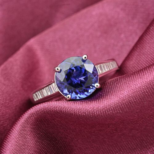 RHAPSODY zertifiziert und geprüft AAAA Tansanit und VS-EF Diamant Ring in 950 Platin - 3 ct. image number 1
