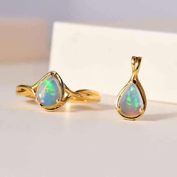 AA natürliches, äthiopisches Welo Opal-Schmuckset - 1,60 ct. image number 2