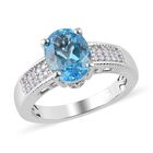 Blautopas Ring 925 Silber Platin-Überzug image number 0