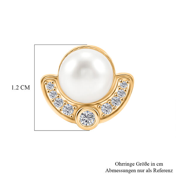 EVER TRUE S&uuml;&szlig;wasser Perle (7-7.5 mm), Wei&szlig;er Zirkon Ohrringe Nickelfreies Messing image number 4