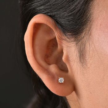 Moissanit Ohrringe, 925 Silber 750 Gelbgold Vermeil - 0,45 ct.