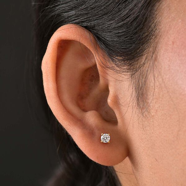 Moissanit Ohrringe, 925 Silber 750 Gelbgold Vermeil - 0,45 ct. image number 2