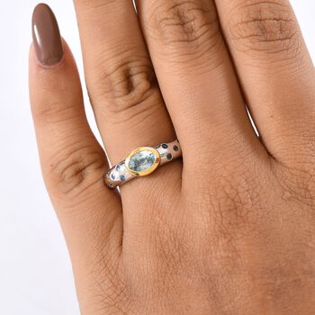 D'Joy Blauer Zirkon, Blauer Saphir Ring 925 Silber rhodiniert (Gr&ouml;&szlig;e 21.00) ca. 1,41 ct