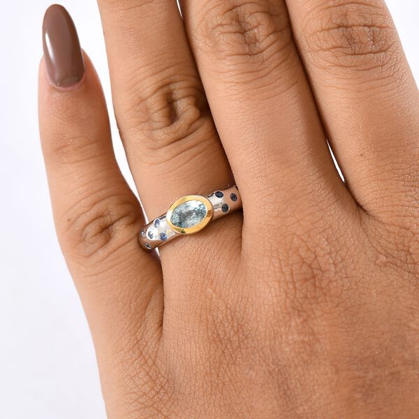 D'Joy Blauer Zirkon, Blauer Saphir Ring 925 Silber rhodiniert (Gr&ouml;&szlig;e 21.00) ca. 1,41 ct image number 3