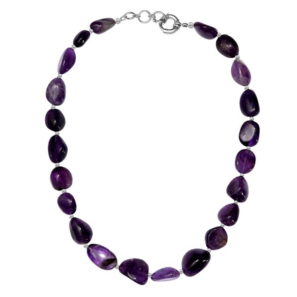 Afrikanischer Amethyst Halskette ca. 45 cm Nickelfreies Messing platiniert ca. 320.00 ct image number 4