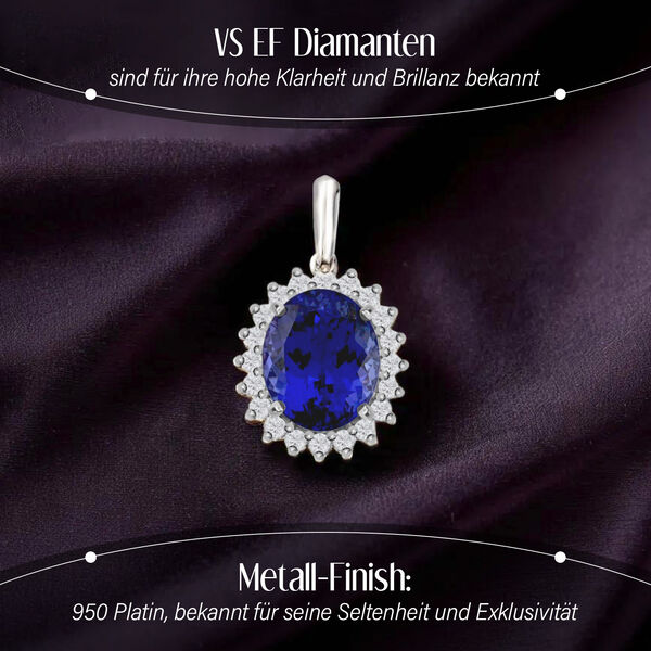 RHAPSODY AAAA Tansanit und VS EF Diamant Anh&auml;nger in 950 Platin- 4,50 ct. image number 2