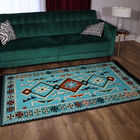 Jacquard gewebter Teppich mit Quasten, Größe 180x120 cm, Türkis image number 1