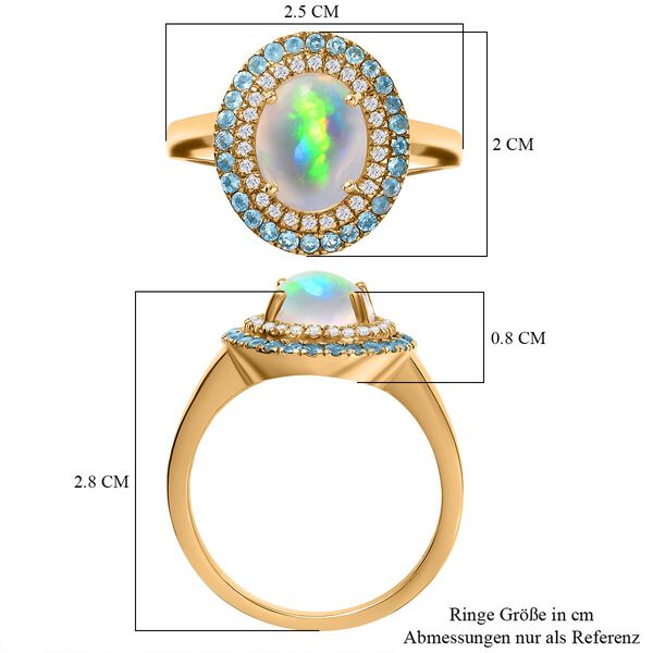 AA Nat&uuml;rlicher, &auml;thiopischer Welo Opal, Paraiba-Apatit und Moissanit-Ring - 3,01 ct. image number 8