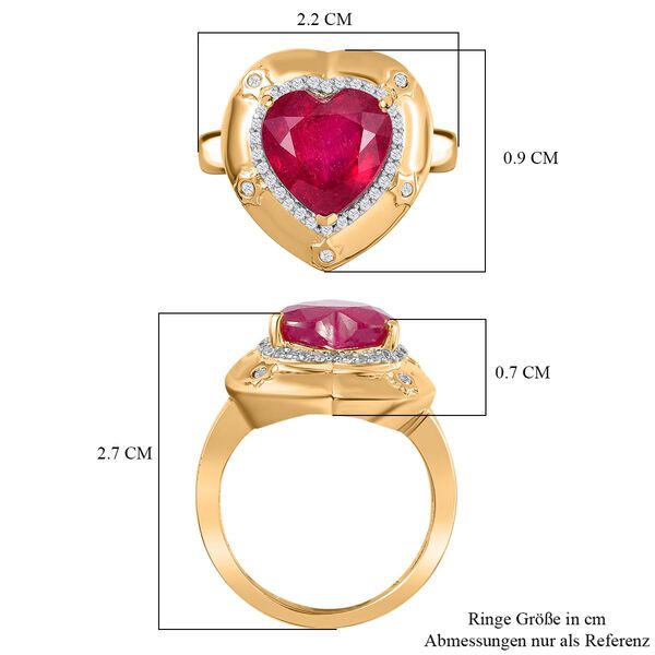 Afrikanischer Rubin (Fissure gefüllt), Weißer Zirkon Ring, 925 Silber Gelbgold Vermeil, (Größe 20.00) ca. 5.44 ct image number 7
