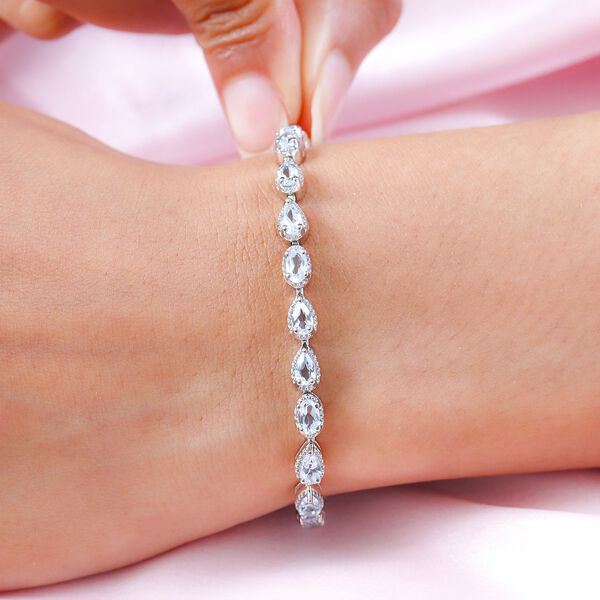 Himmelblaues Topas Armband, ca. 20 cm, 925 Silber platiniert ca. 8,49 ct image number 3