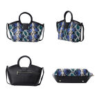Handtasche aus 100% echtem Leder, Schlangenmuster, Blau  image number 3