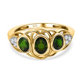 Natürlicher Chromdiopsid und Zirkon-Ring - 1,38 ct.