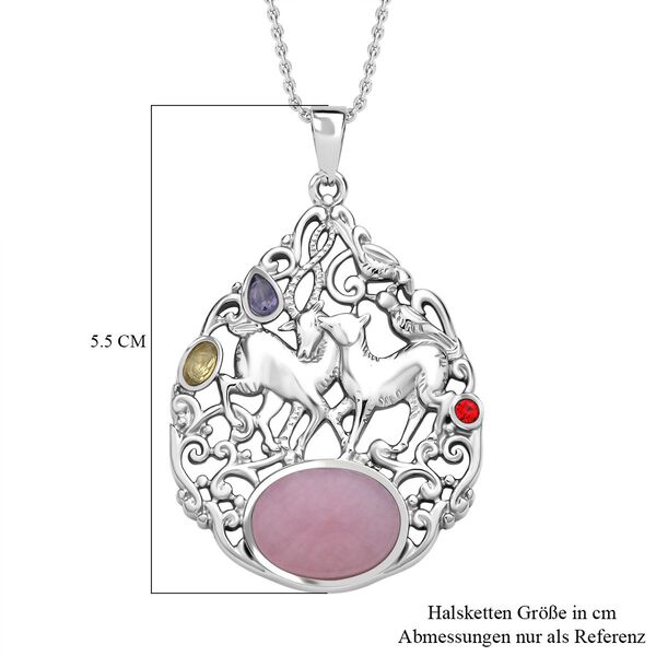 Rosenquarz, gelber Zirkonia Anh&auml;nger mit Kette, Edelstahl ca. 16.20 ct image number 5