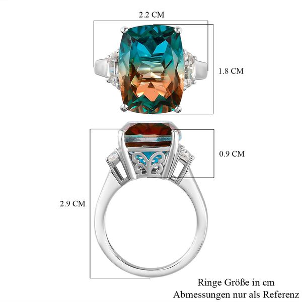 Aqua Terra Costa Quarz Triplett und wei&szlig;er Topas-Ring, 925 Silber platiniert, 11,84 ct. image number 7