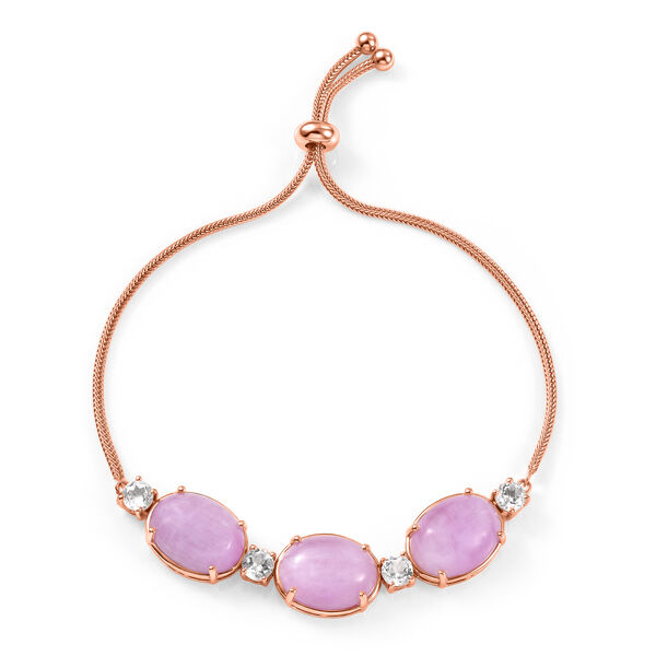 EverTrue Kunzit und wei&szlig;es Topas 19cm flexibles Armband - 35,47 ct.