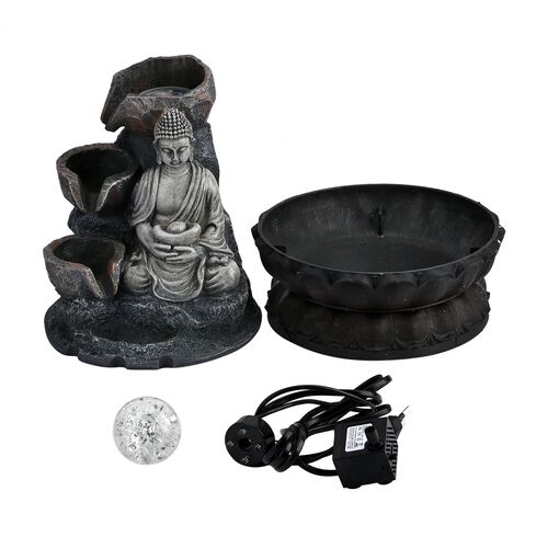Wasserbrunnen - Buddha mit Glaskugel und Licht image number 0