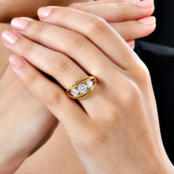 Moissanit Ring, 925 Silber 750 Gelbgold Vermeil - 1,64 ct. image number 3