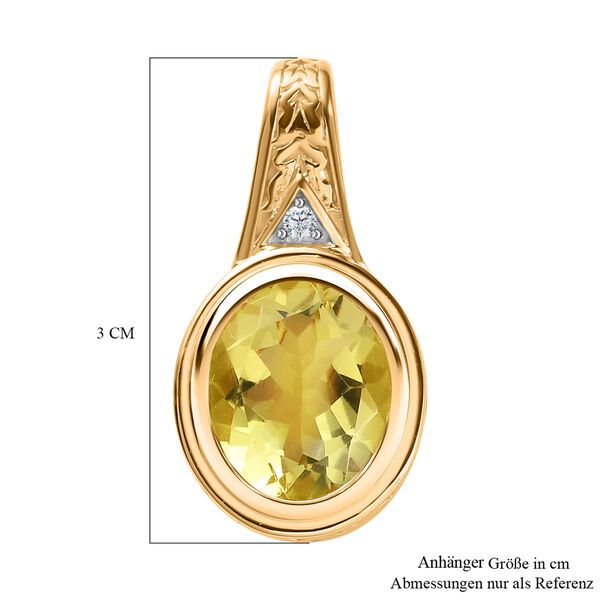 AAA Ouro Verde Quarz und Zirkon Anhänger, ca. 4,41 ct. image number 6