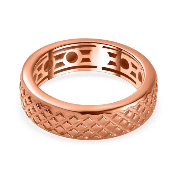 Handgearbeiteter Bandring mit Diamantschliff-Muster, 925 Silber Roségold Vermeil image number 6