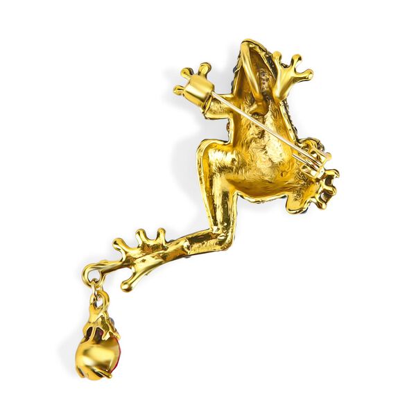 Mehrfarbiger Kristall Brosche Antikes Gold image number 4