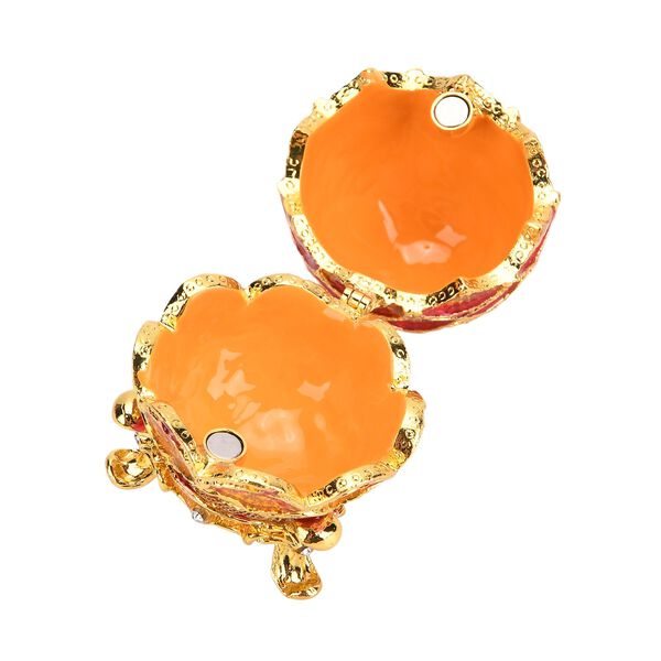 Eiförmige Schmuckdose mit Diamantmuster aus Metall und Kunstkristall, 3.8×5.8cm image number 5