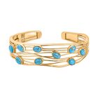 Blaues T&uuml;rkis Armreif ca. 19 cm Gelbes Messing, E-Beschichtung Gelb Gold ca. 7.74 ct