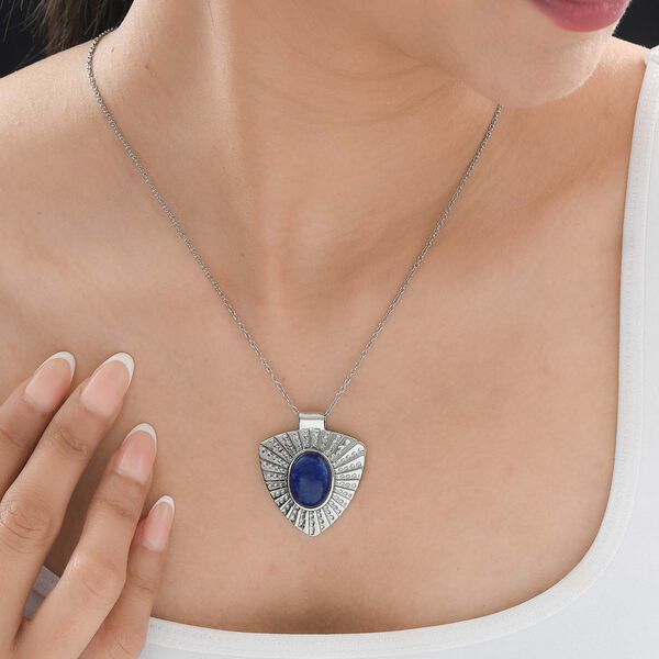 Cleopatra-Stil Lapislazuli Anh&auml;nger mit Kette, 316L Edelstahl ca. 10.50 ct image number 3