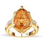 AA Serra Gaucha Citrin, Weißer Zirkon Ring, 925 Silber Gelbgold Vermeil (Größe 20.00) ca. 4.84 ct image number 3