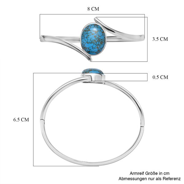 Blaues Türkis Armreif ca. 19 cm Edelstahl ca. 12.28 ct image number 6