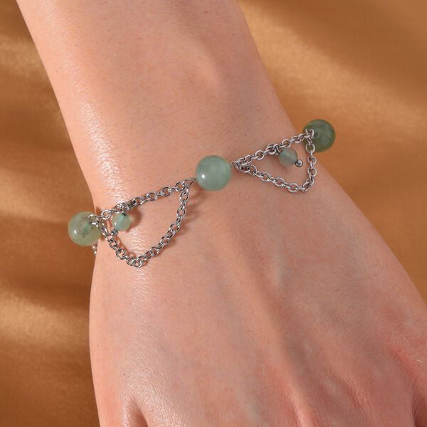 Grüner Aventurin Armband ca. 19 cm Reiner Edelstahl ca. 20.00 ct image number 2