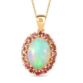 D'Joy AAA Natürlicher, äthiopischer Welo Opal, Rosa Turmalin Schmuckset ca. 50 cm 925 Silber 750 Gelbgold Vermeil (10-15 Werktage Lieferzeit) ca. 4.50 ct D'Joy AAA Natürlicher, äthiopischer Welo Opal, Rosa Turmalin Schmuckset ca. 50 cm 925 Silber 750 Gelbgold Vermeil (10-15 Werktage Lieferzeit) ca. 4.50 ct