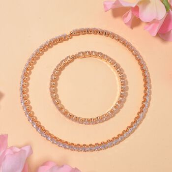 Wei&szlig;er Zirkonia Schmuckset Nickelfreies Messing Gelb vergoldet