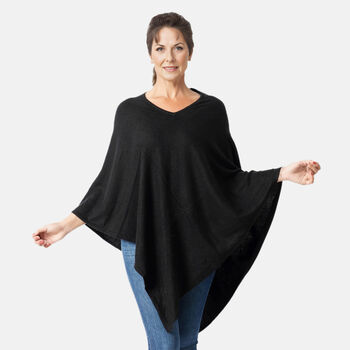100 % Kaschmirwolle Pashmina Poncho, Schwarz
