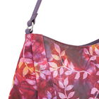 SUKRITI: Handbemalte Hobo-Tasche aus Leder, Blättermuster, Rot-Lila-Gelb image number 6