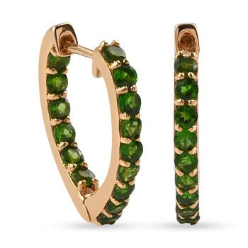 Nat&uuml;rlicher Chromdiopsid Creolen 925 Silber vergoldet ca. 2,37 ct