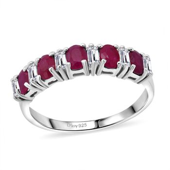 Burma-Rubin, Moissanit Ring, 925 Silber rhodiniert (Gr&ouml;&szlig;e 17.00) ca. 1.46 ct