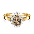 AAA Turkizit und weißer Diamant-Ring, 925 Silber Gelbgold Vermeil (Größe 17.00) ca. 1,08 ct
