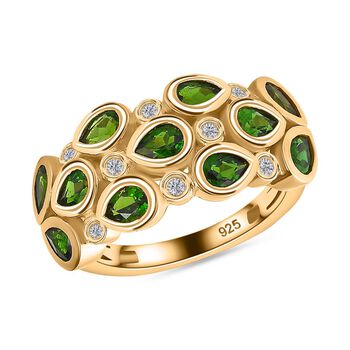 Nat&uuml;rlicher Chromdiopsid und Zirkon-Ring - 2,15 ct.