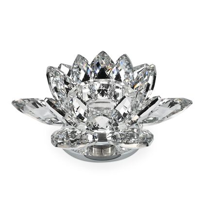 Kristallklare Lotusblume Kerzenhalter mit Drehsockel 18x7,5 cm