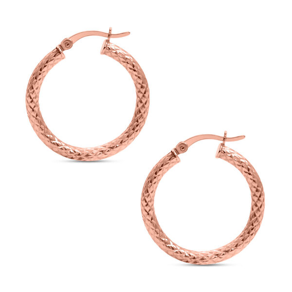 Infinity Creolen mit Diamantschliff-Muster in rosévergoldetem Silber image number 1