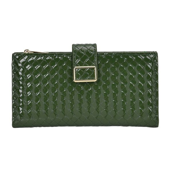 Gepr&auml;gte PU-Leder Brieftasche mit gewebtem Muster und RFID-Schutz, Gr&ouml;&szlig;e: 19.5x2.5x9.5cm, dunkel braun