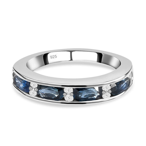 Ozean-gr&uuml;ner Saphir und Zirkon-Ring - 1,52 ct.